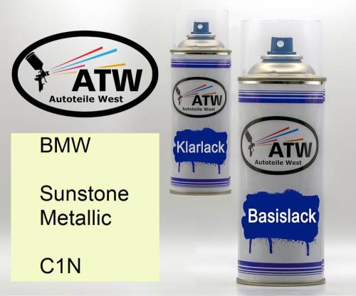BMW, Sunstone Metallic, C1N: 400ml Sprühdose + 400ml Klarlack - Set, von ATW Autoteile West.